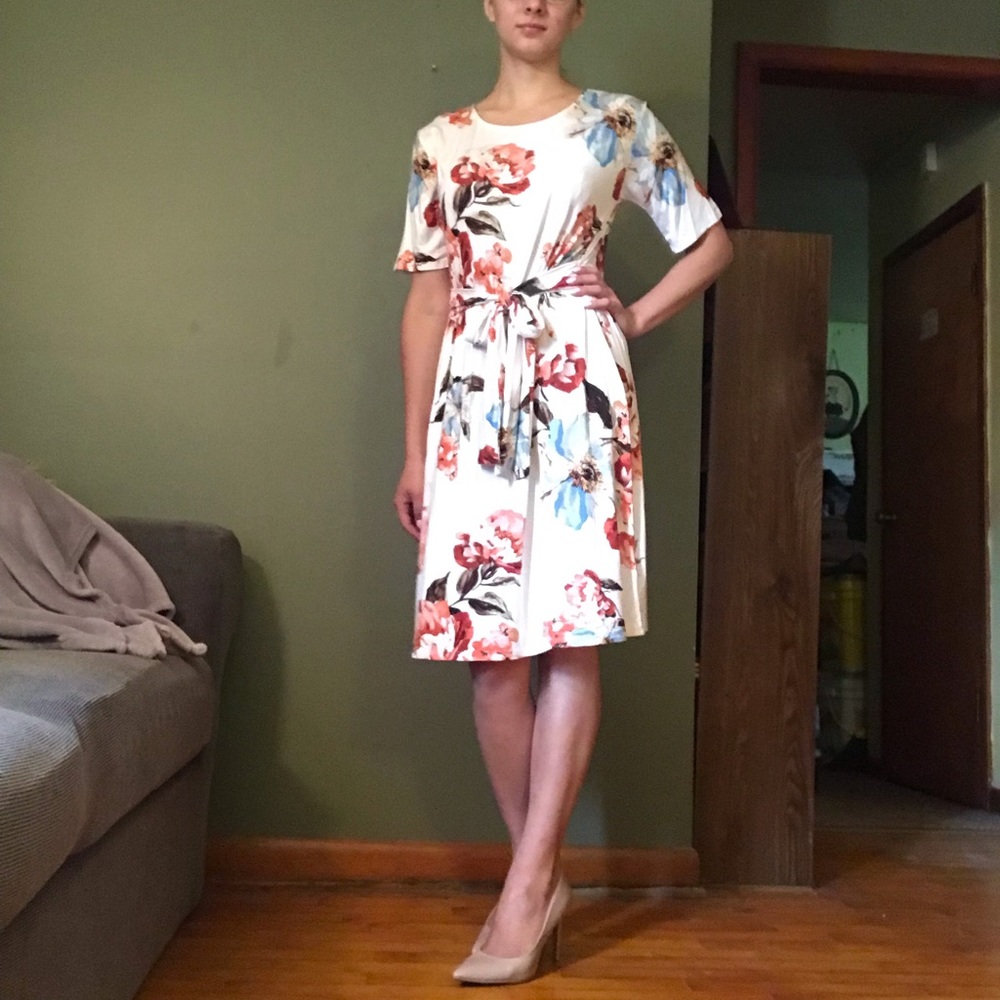 Ivory with floral print dress